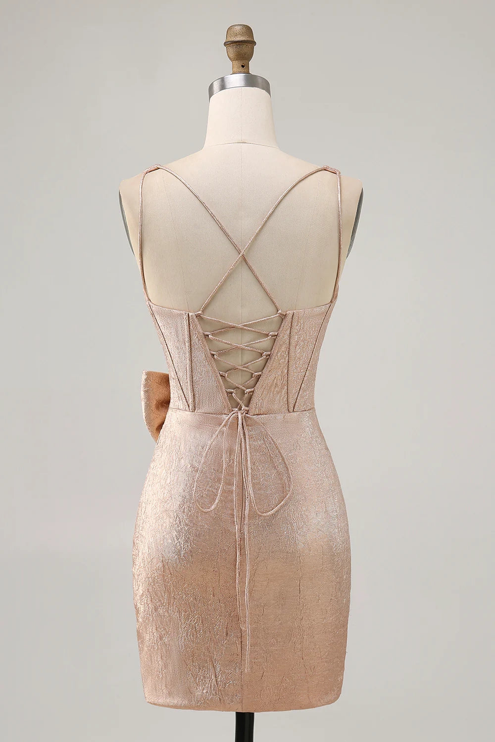 DingJi Wedding Jacquard Tight Short corset Bow Homecoming Dresses